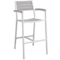 Modway Maine Outdoor Patio Bar Stool - White Light Gray-Modern Outdoor Bar Stool