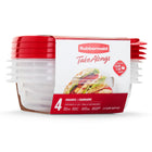 Rubbermaid TakeAlongs Square Food Storage Containers - 669 mL (2.9 Cup) - Ruby Red - 4 Pack-Set includes four 669 mL (2.9-cup) containers and lids