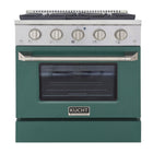 Kucht 30" KNG Series Pro Style Propane Gas Range - Stainless Steel/Green-Cook and bake like a pro with the extra-large convection oven that offers 4.2 cu. ft. of capacity, a 5-rack configuration, and an extra-large viewing window