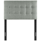 Modway Emily Upholstered Fabric Twin Headboard - Grey-Fiberboard and plywood frame