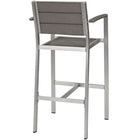 Modway Shore Outdoor Patio Aluminum Bar Stool - Silver Gray - Set of 2-Assembly Required