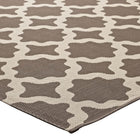 Modway Cerelia Moroccan Trellis Indoor/Outdoor Area Rug - 8 ft W x 10 ft L - Light/Dark Beige-Stain Resistant / Easy To Clean