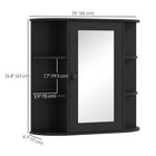 HOMCOM Wall Mount Medicine Cabinet with Mirror - Black-A wooden knob for easy opening  