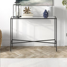 Hudson&Canal Henley 42"W Console Table with Glass Top - Blackened Bronze-Features easy assembly