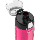 Thermos Water Bottle - 710 mL - Pink-Flip-up lid with locking ring is leak-proof when locked and properly assembled