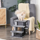 PawHut 19" 3-Step Cat Stairs with Toy - Light Grey-Cats can jump directly to the top by stepping on the small platform 