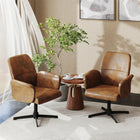 Homy Casa Swivel Conference Office Chair - Suede Brown Fabric-Ergonomic high backrest and lumbar support design