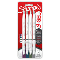 Sharpie S-Gel Fashion Barrel Gel Pens - Pearl White Body - Medium Point - 0.7 mm - Rich Dark Colour Assortment - Set of 4-Always smooth gel pens with no smearing or smudging