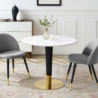 Modway Zinque 36" Dining Table - Gold White-MDF Tabletop