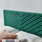 Modway Alyson Angular Channel Tufted Performance Velvet Twin Headboard - Teal-Durable Stain-Resistant Fabric