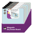 Charles Leonard Magnetic Dry Erase Board with Marker & Magnets, Unframed, 11.5" x 11.5", Pack of 6-Each board has a dry-erase marker with eraser and two colour matching magnets.