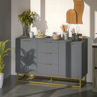 HOMCOM 47.2" L Sideboard Buffet Cabinet with Storage - Gray-Three drawers and two cabinets store utensils and daily supplies