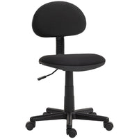 HOMCOM Armless Adjustable Height Swivel Office Chair with Wheels - Black-Low back supports extended sitting sessions