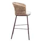 Zuo Freycinet Barstool - Natural - Set of 2-Dimensions: 21.7" L x 23.2" W x 39.8" H
