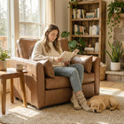 HOMCOM PU Leather Accent Chair with Wide Seat - Spring Cushion - Wood Legs - 2 Pillows for Living Room - Brown-5.9" thick foam cushioning and pocket spring system ensure soft yet supportive seating experience   
