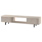 Hudson&Canal Lucien TV Stand for TV's up to 78" - Alder White-The top has a weight capacity of 75lbs, cabinets can hold 50lbs each