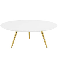 Modway Lippa 40" Round Wood Coffee Table with Tripod Base - Gold White-Mid-Century Modern Coffee Table