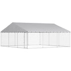 PawHut Outdoor Dog Kennel with Roof and Secure Latch - 19.7' x 19.7' x 8.9'-Resilient metal tubes make frame installation quick and easy 