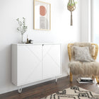 Nexera Slim 2-Door Storage Accent Cabinet - Floating And Wall Mount Bar - White-6