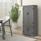 HOMCOM 48" H Kitchen Pantry Cabinet with Shelves - Grey-Equipped with the anti-tilt device 