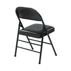 Work Smart Folding Chair with Vinyl Seat and Back - Black - Set of 4-Sold in 4-pack
