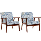HOMCOM Modern Accent Chair with Cushioned Seat - Wood Legs for Bedroom - Multicolour - 2 Pack-Set of 2 accent chairs
