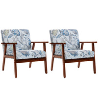 HOMCOM Modern Accent Chair with Cushioned Seat - Wood Legs for Bedroom - Multicolour - 2 Pack-Set of 2 accent chairs
