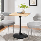 Modway Lippa 24" Square Wood Dining Table - Black Natural-Beveled Edges