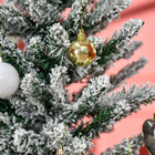 HOMCOM 5' Pencil Artificial Christmas Tree with Snow-Flocked Branches - Green-Colour: Green 