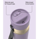Contigo AutoSeal Insulated Stainless Steel Water Bottle with Carrying Strap - 16 oz (473 ml)-Leakproof confidence: Slider locks closed for extra spill-proof security