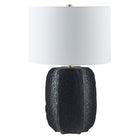 Hudson&Canal Turbida 24" Tall Table Lamp with Fabric Shade - Matte Black/Brass/White-Modern and contemporary design for your living room, workspace, or bed side table