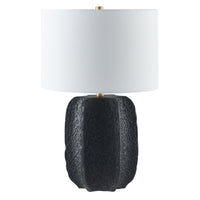 Hudson&Canal Turbida 24" Tall Table Lamp with Fabric Shade - Matte Black/Brass/White-Modern and contemporary design for your living room, workspace, or bed side table