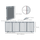 PawHut 80" Extra Wide Freestanding Pet Gate with Support Feet - Light Grey-Cut-out paw pattern on top is cute 
