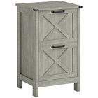 HOMCOM 2-Drawer Letter/A4 Filing Cabinet - Stone Grey-Enhances home office decor with a charming barn door look
