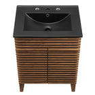 Modway Render 24" Bathroom Vanity - Walnut/Black-Particleboard and Laminate Construction
