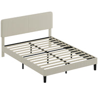 HOMCOM Queen Size Adjustable Headboard Platform Bed Frame - Light Grey-Adjustable headboard offers three height options for personalized comfort