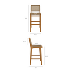 Modway Rowe 3-Piece Outdoor Teak Wood Bar Set - Natural-Set Of 2 44 Inch Bar Stools