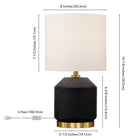 Hudson&Canal Esther 15" Tall Textured Ceramic Table Lamp with Fabric Shade - Matte Black/Antique Brass/White-Includes a 6 ft. cord with rocker switch