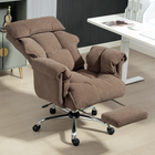 HOMCOM Executive Reclining Office Chair with Footrest and Headrest - Light Brown-Retractable footrest elevates legs, enhancing relaxation
