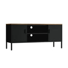 Manhattan Comfort Landen 47.3" Modern TV Stand - Black-Metal Legs with Adjustable Floor Protectors for Custom Fitted Stability