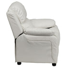 Flash Furniture Deluxe Padded Contemporary Vinyl Kids Recliner with Storage Arms - White-CA117 Fire Retardant Foam