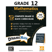 Dynamic Math Workbook Ontario - Grade 12-Covers Ontario Grade 12 Advanced Functions curriculum