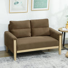 HOMCOM 53" Loveseat Sofa with Solid Wood Legs - Brown-Washed white rubberwood legs and accents add stylish, modern charm