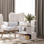 HOMCOM Side Table with Storage - White-Lightweight and compact design, easy to move 