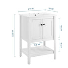 Modway Prestige 24" Bathroom Vanity - White-Soft-Close Doors