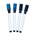Ashley Productions Smart Poly Dry Erase Markers with Eraser - Fine Tip - Black - 4/Pack - 6 Pack-Perfect for travel and classroom work