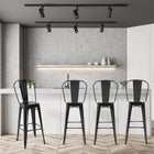 HOMCOM Industrial Bar Stools with Removable Back and Metal Frame - Black - 4 Pack-Removable back to switch up the look instantly
