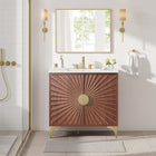 Modway Daylight 36" Bathroom Vanity - White/Walnut-Ceramic Sink Basin