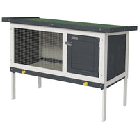 PawHut Wooden Outdoor Rabbit Hutch with Pull-Out Tray - Dark Grey-Ideal for rabbits, bunnies, guinea pigs, chinchillas, and other similar-sized animals 