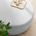 Modway Callum Large 38" Round Woven Heathered Fabric Upholstered Ottoman - Heathered Weave/Light Grey-Non-Marking Foot Glides